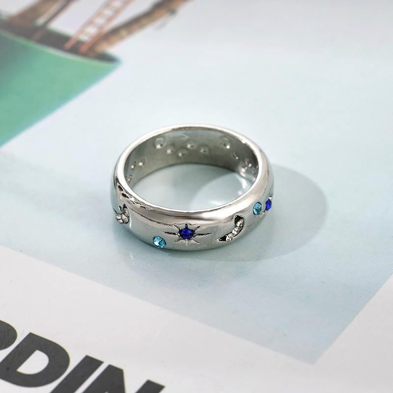 LATS Gold CopperColor Moon Star Stacking Band Ring Fashion Jewelry Trendy Best Friend Gift Accessories