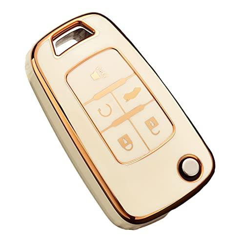 

для Чехол для ключа Chevy, Премиум ТПУ чехол для ключа с полной защитой для Chevrolet Equinox Camaro Cruze Malibu Sonic Buick Terrain слоновая кость