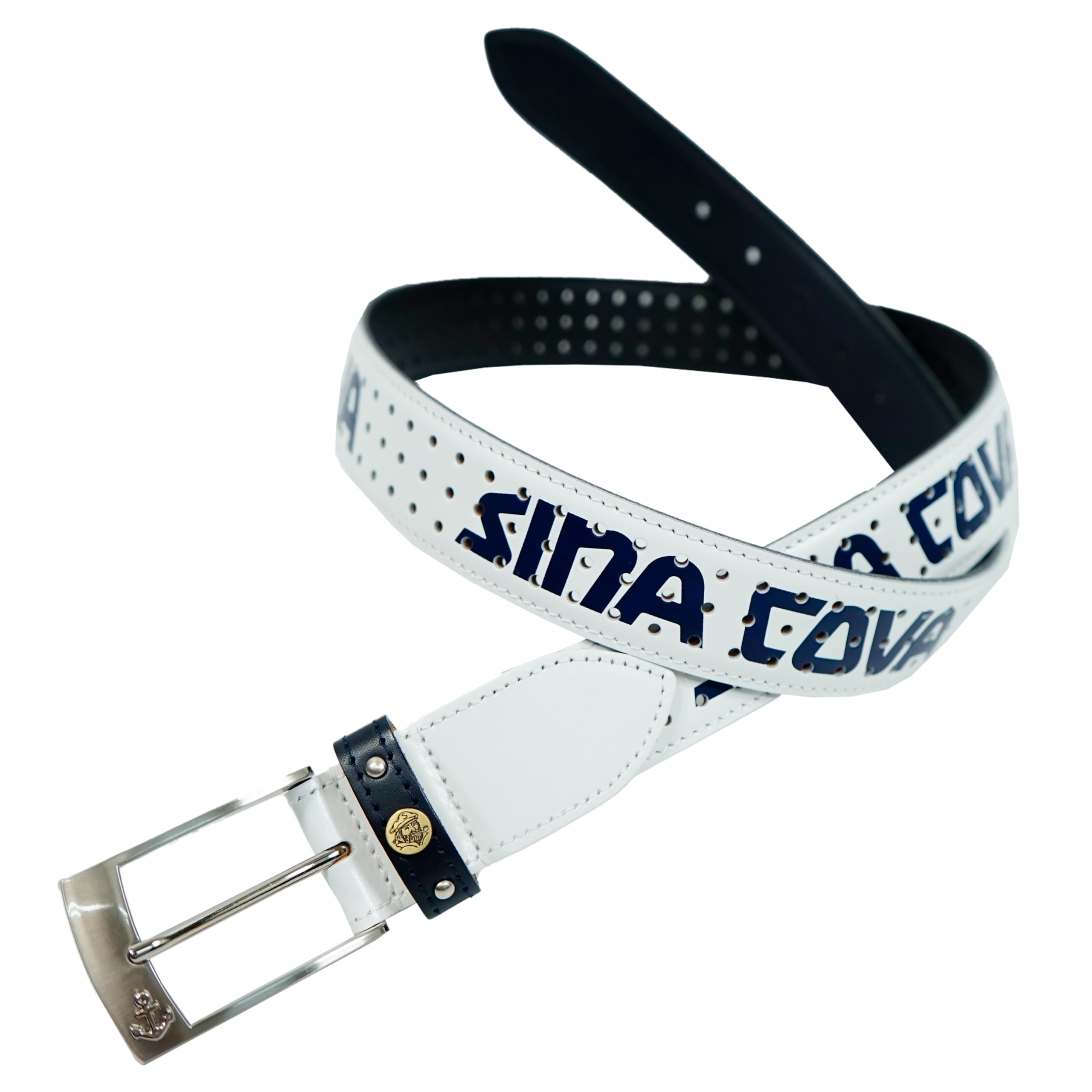 

Sinacova Men s Casual Cowhide Leather Belt, 35mm Wide, Fits Waist Sizes up to 105cm, Adjustable, Logo Feature, 24176040 (White)
