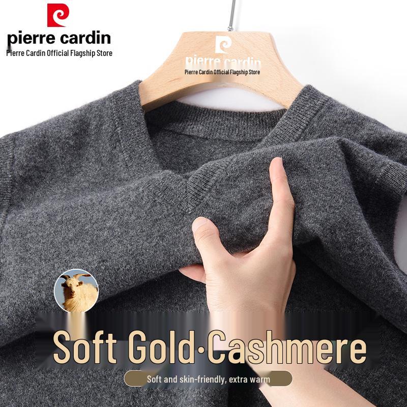 

Мужской пуловер с V-образным вырезом из чистого кашемира Pierre Cardin XL