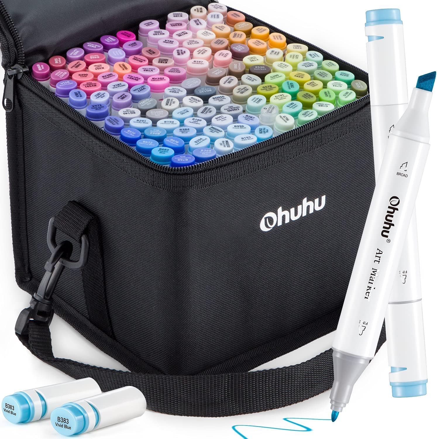 Маркеры Ohuhu 120 для комиксов, широкий и тонкий, двойной, с чехлом для переноски, Ручки, Цвета, Маркеры, На спиртовой основе, На масляной основе, Закончились, Принадлежности,