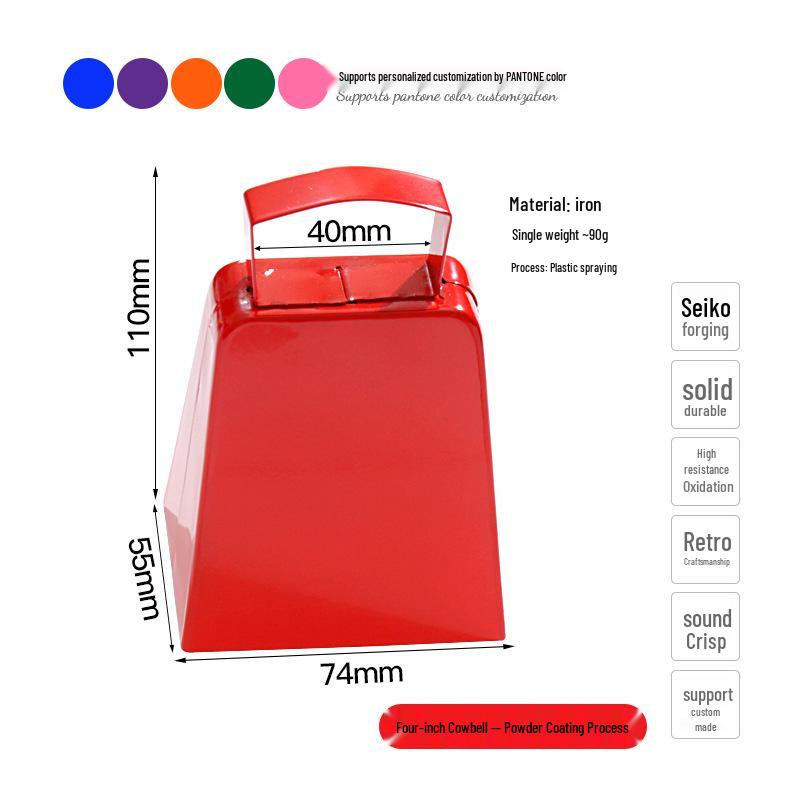 Three-Inch & Four-Inch Hand-Cranked Cowbells - 13 Colors, Perfect for Parties and Handicrafts