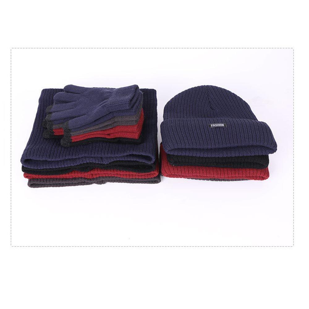 Three-piece Set Neck Warmer Knitted Fleece Scarf Winter Warm Hat Scarf Gloves Set Beanie Cap