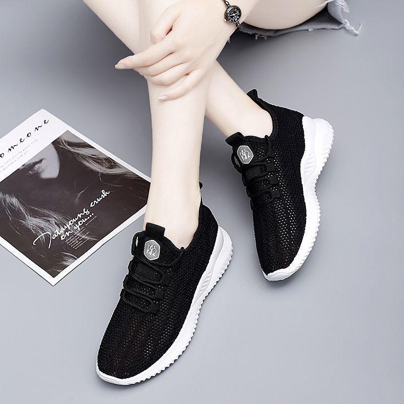 Dámské letní módní běžecké boty, jarní tenisky, dámské velké velikosti, dámské sportovní boty, prodyšné duté síťované šněrovací boty