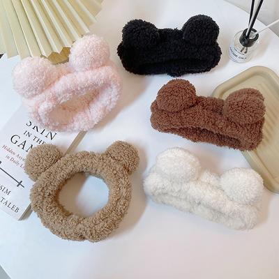 Breites Haarband Kopfschmuck Niedliche Bärenohren Plüsch Gesichtswasch Make-up Haarband Breiter Rand Haarband Kopfschmuck