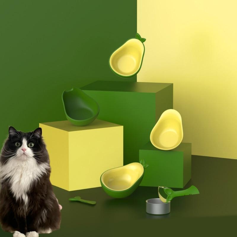 Cats Feeding Set Avocado Design 3 In 1 Removable Bowl Water Dish Food Container Integrated Can Opener Safe Plastic