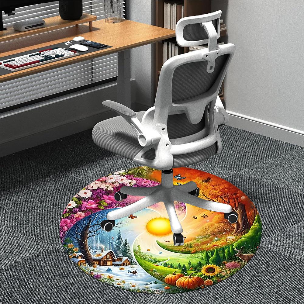 

1pc Seasonal Harmony Chair Carpet for Office, Soft Comfortable Mat For Office, Living Room, Bedroom, Machine Washable Carpet yy251112127 80cm by 80cm