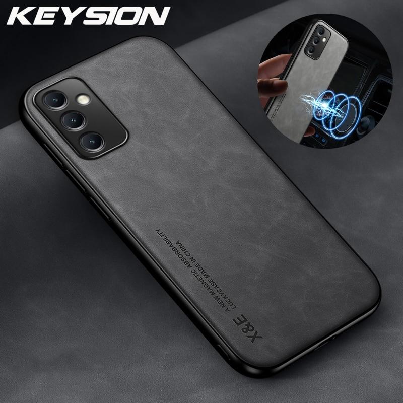 KEYSION Luxury Retro Leather Case for Samsung A24 A23 5G Silicone Shockproof Phone Back Cover for Galaxy A23 A24 4G