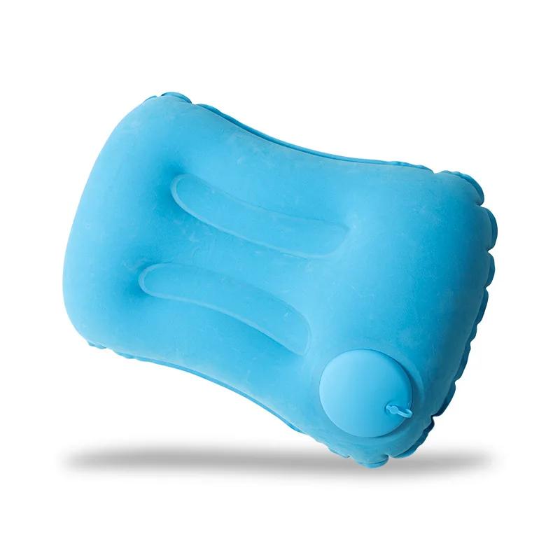 Inflatable Flocking Neck Pillow U Shaped Cervical Support Pillow Portable Outdoor Travel Supplies Comfortable Durable Press Type