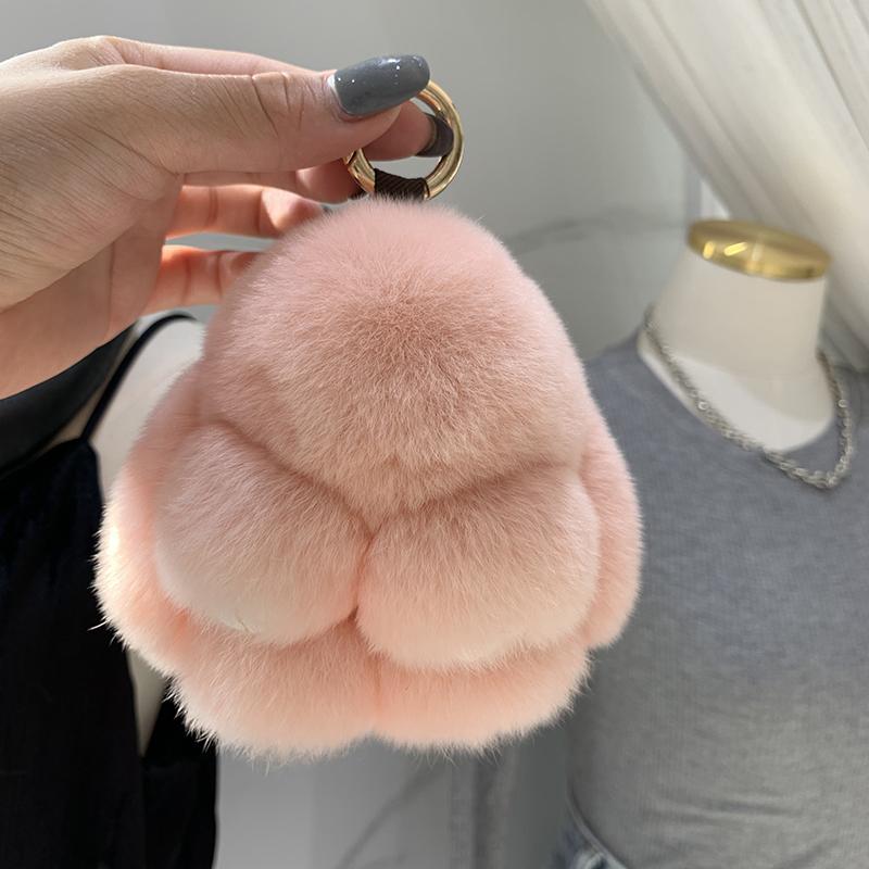 Mini Cute Real Rex Rabbit Fur Bunny Keychain Toy Doll Keyring Tote Bag Charm 10CM Fur Rabbit Keychain Car Bag Pendant