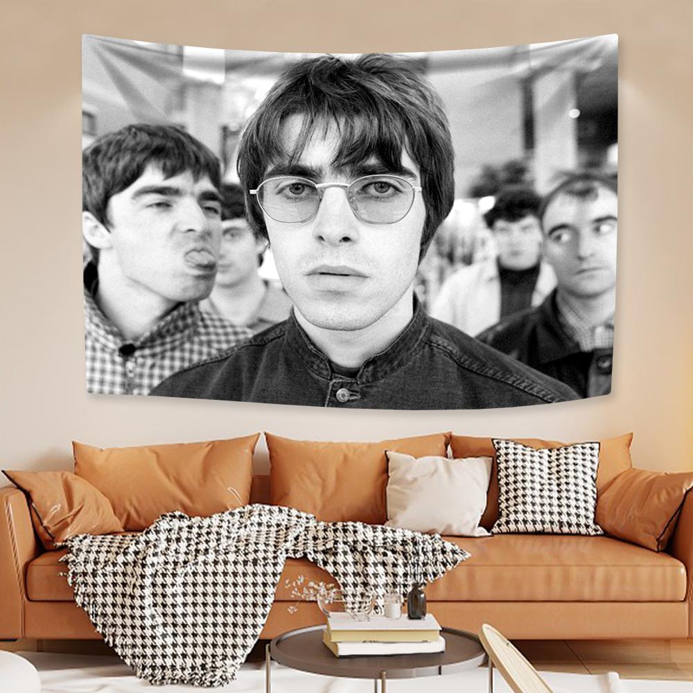 O-Oasis Band Tapestry Rockmusik Heminredning Estetik Väggbonad Bakgrund För Sovrum Sovsal Utomhusflagga Konsertbanderoll