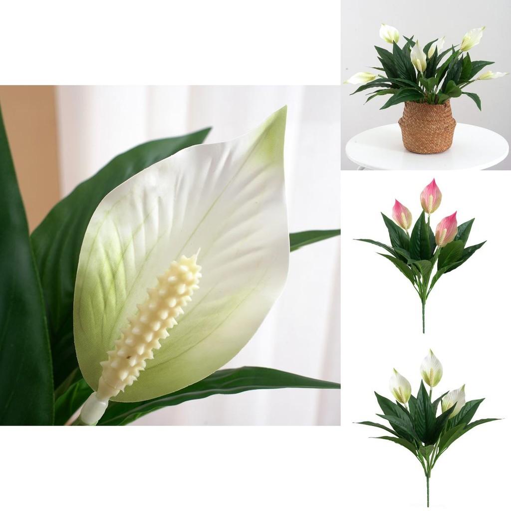 Silk Plant Spathiphyllum Artificial Flower Decor For Home Office Gift