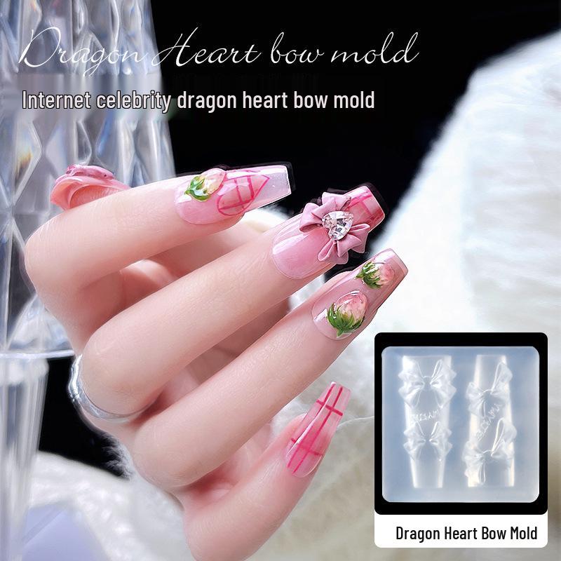 

3D Silicone Embossed Nail Art Molds - Dragon, Heart, Bow, Anime Girl Carving Tools