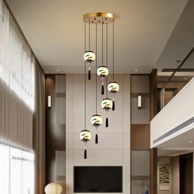 New Chinese-style entrance hall, corridor, small chandelier, Chinese-style dining room,bedroom,bedside lamp,staircase chandelier