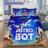 Astro Bot 3Pcs Bedding Set, Duvet Cover with 2 Pillowcases, Space Alien Robot Print Bed Linen, No Comforter No Pillow Core