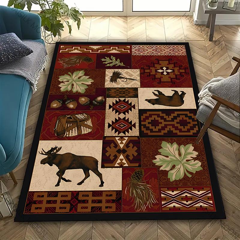 American Country Vintage Style Art Carpet Living Room Bedroom Sofa Large Area Decorative Mat Kids Play Soft Non-slip Rugs Gift
