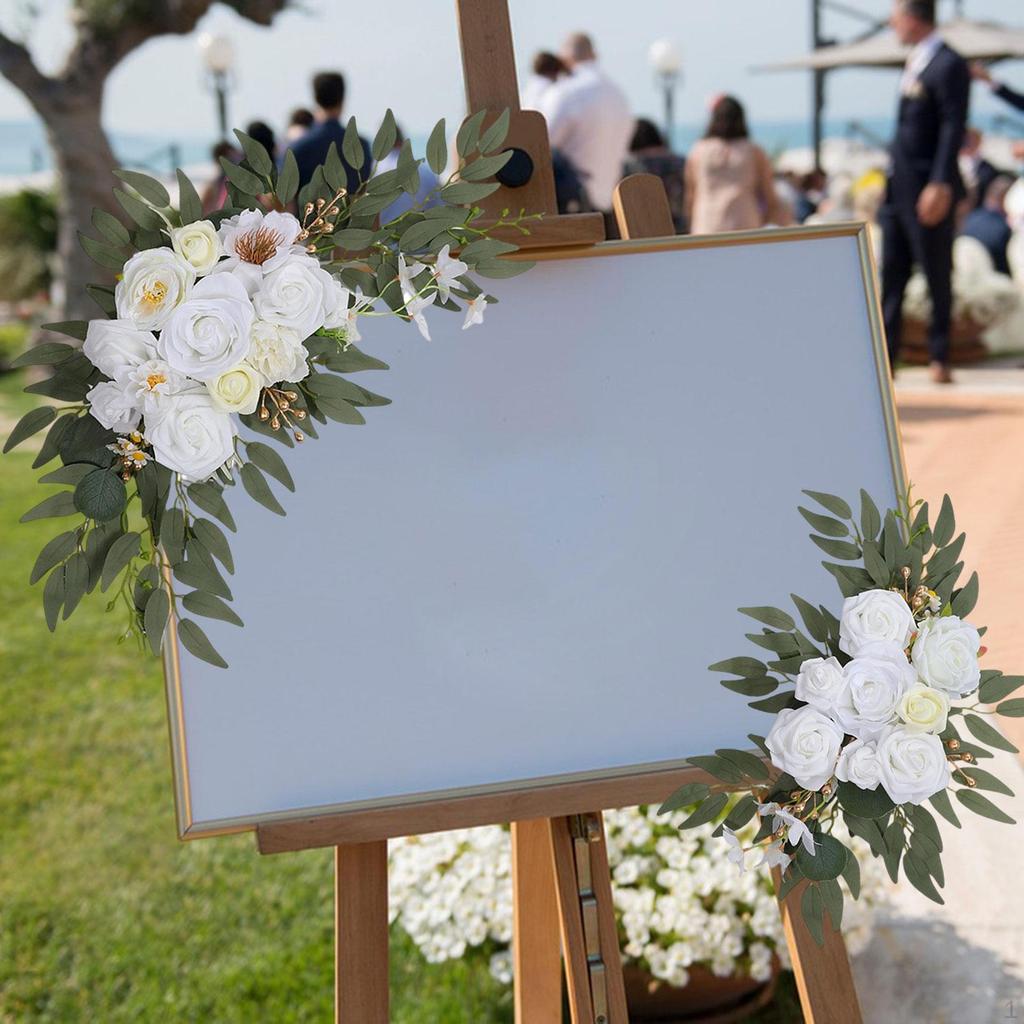 Wedding Arch Faux Flowers Welcome Sign Floral Decorations Artificial Flower Swag Backdrop for Window