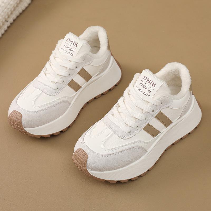 Vintage Women's Large Size Soft Sole Winter Warm Fur One Anti-slip Snow Boots Padded Lined Ankle Boots Windproof Outdoor Sports Cotton Boots