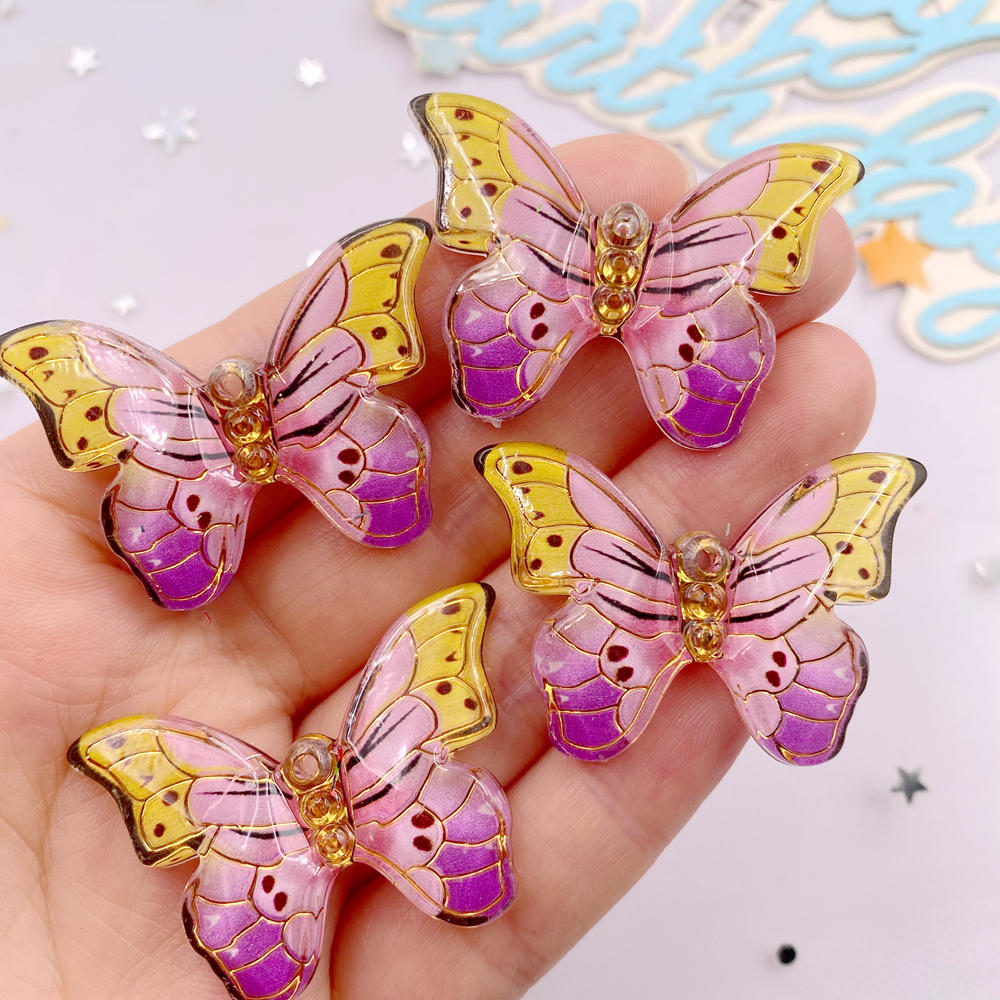 10pcs Shiny Colorful Beautiful Butterfly Figurine Flatback Rhinestone 1 Hole Bead DIY Wedding Decor Scrapbook Jewelry Crafts