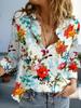 Mode Bloemen Vlinders Patroon 3D print Dames Long Sleeve Shirt Eenvoudige Kraag Tops Herfst Casual Forens Dameskleding