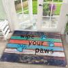 Barbershop Theme Door Mat Wood Grain Barber Pole Scissors Pattern Washable Entrance Mat Salon Living Room Decor Rug