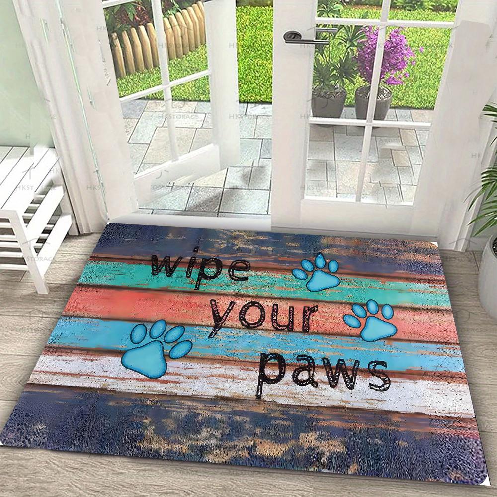 Barbershop Theme Door Mat Wood Grain Barber Pole Scissors Pattern Washable Entrance Mat Salon Living Room Decor Rug