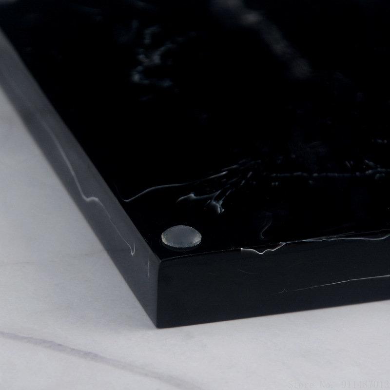 Severský obdélníkový pryskyřičný podnos, Vzor imitace mramoru, Černobílý úložný podnos, Domov a hotel, Koupelna a toaletní potřeby, 1 ks