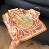 Simulated silk women's small square scarf, Korean cashew nut leopard print small silk scarf, headscarf, four-season scarf, professional scarf.
