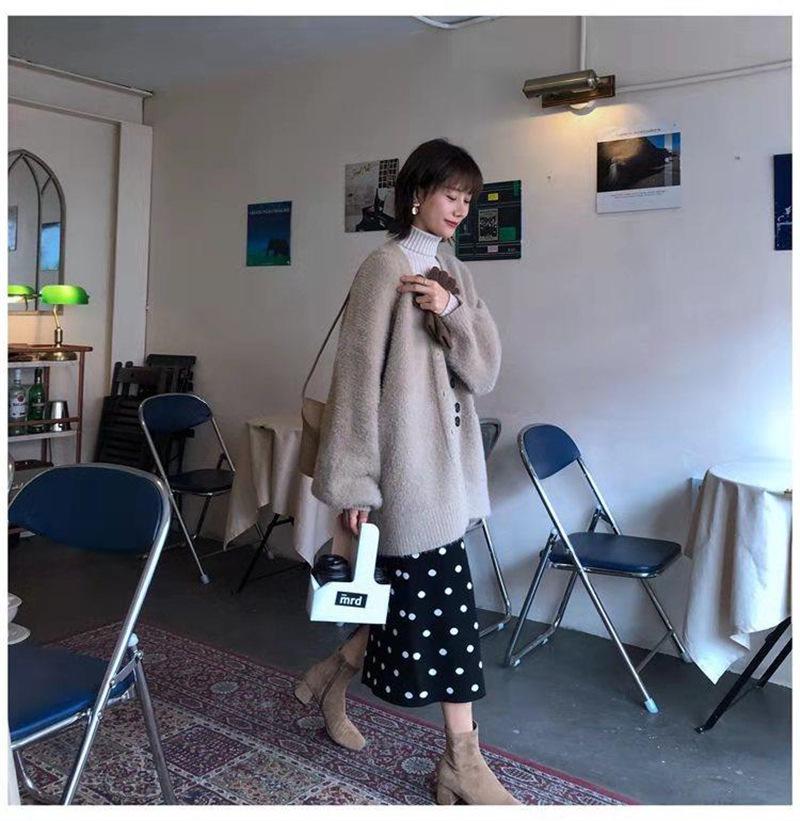 Korean Style Loose Faux Mink Velvet V-neck Cardigan Coat for Women