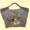 Eco-Friendly Handmade Japanese-Style Embroidered Flower Nylon Tote Bag