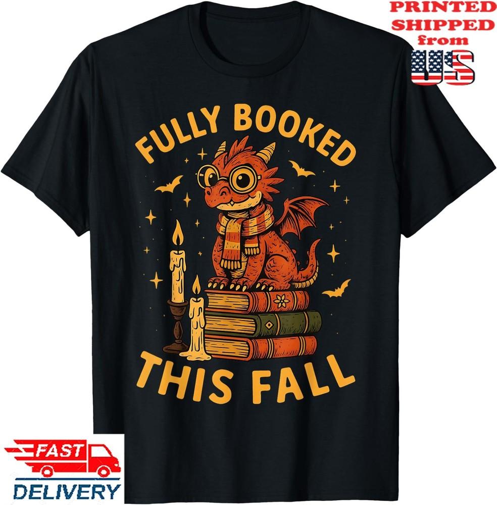 Halloween Fully Booked This Fall Book Dragon Reading  T-Shirt, Unisex Tee Unisex T-Shirt M