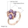 Ethnic Wedding Ring For Women Fashion  Rose Gold Color With Shiny Purple Natural Zircon Daily Fine Vintage Jewelry