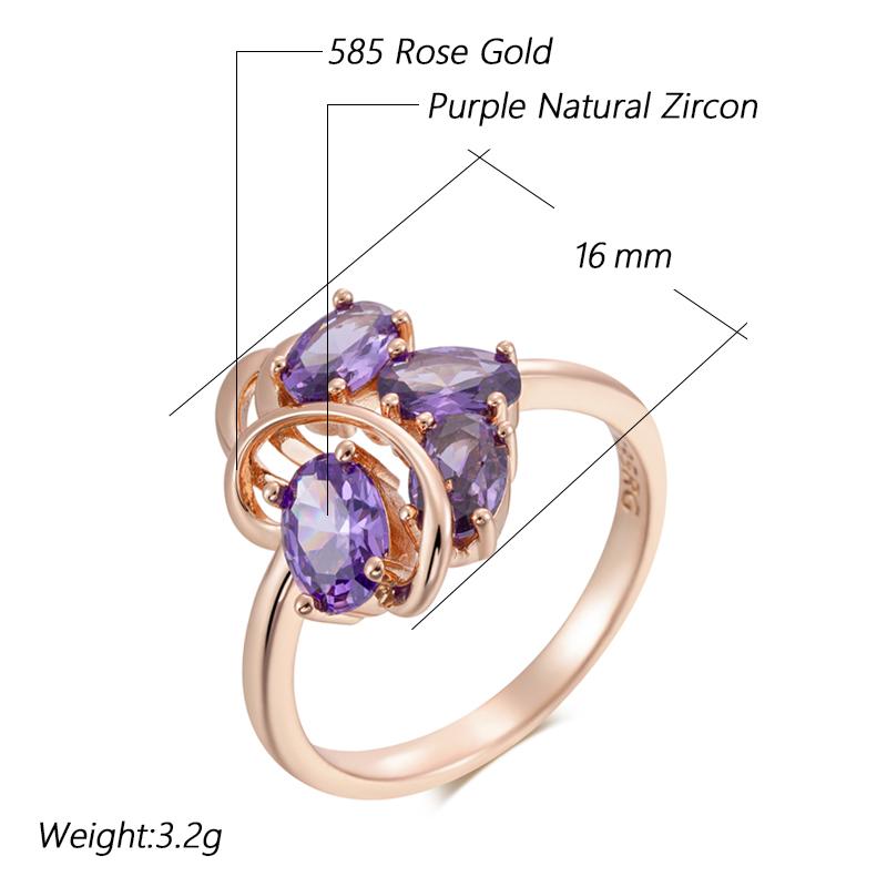 Ethnic Wedding Ring For Women Fashion Rose Gold Color With Shiny Purple Natural Zircon Daily Fine Vintage Jewelry