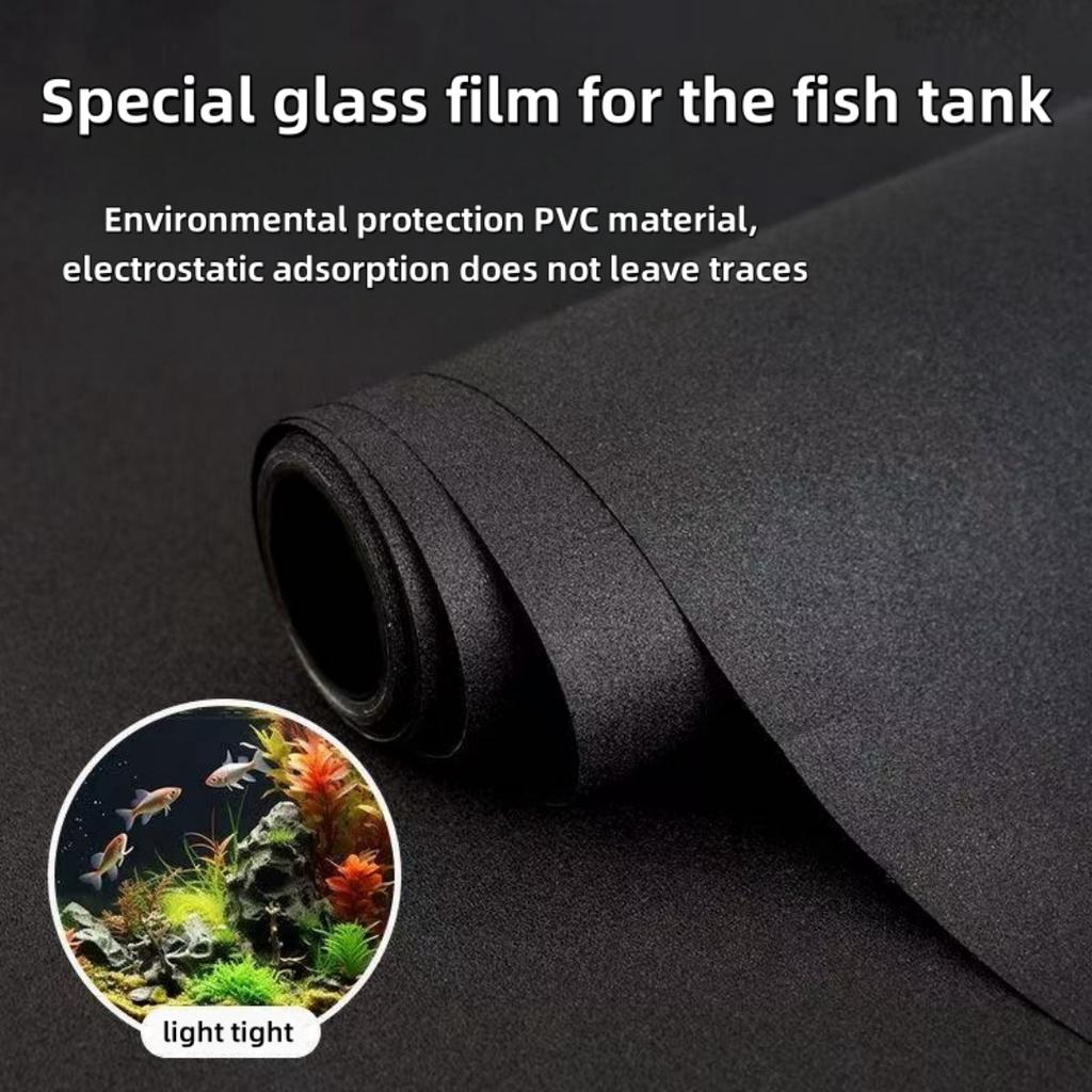 Black Aquarium Background Wall Cover Aquarium Poster Decorative Glass Glass Privacy Film Opaque Black Glass Window Film Sticker Uv Barrier X