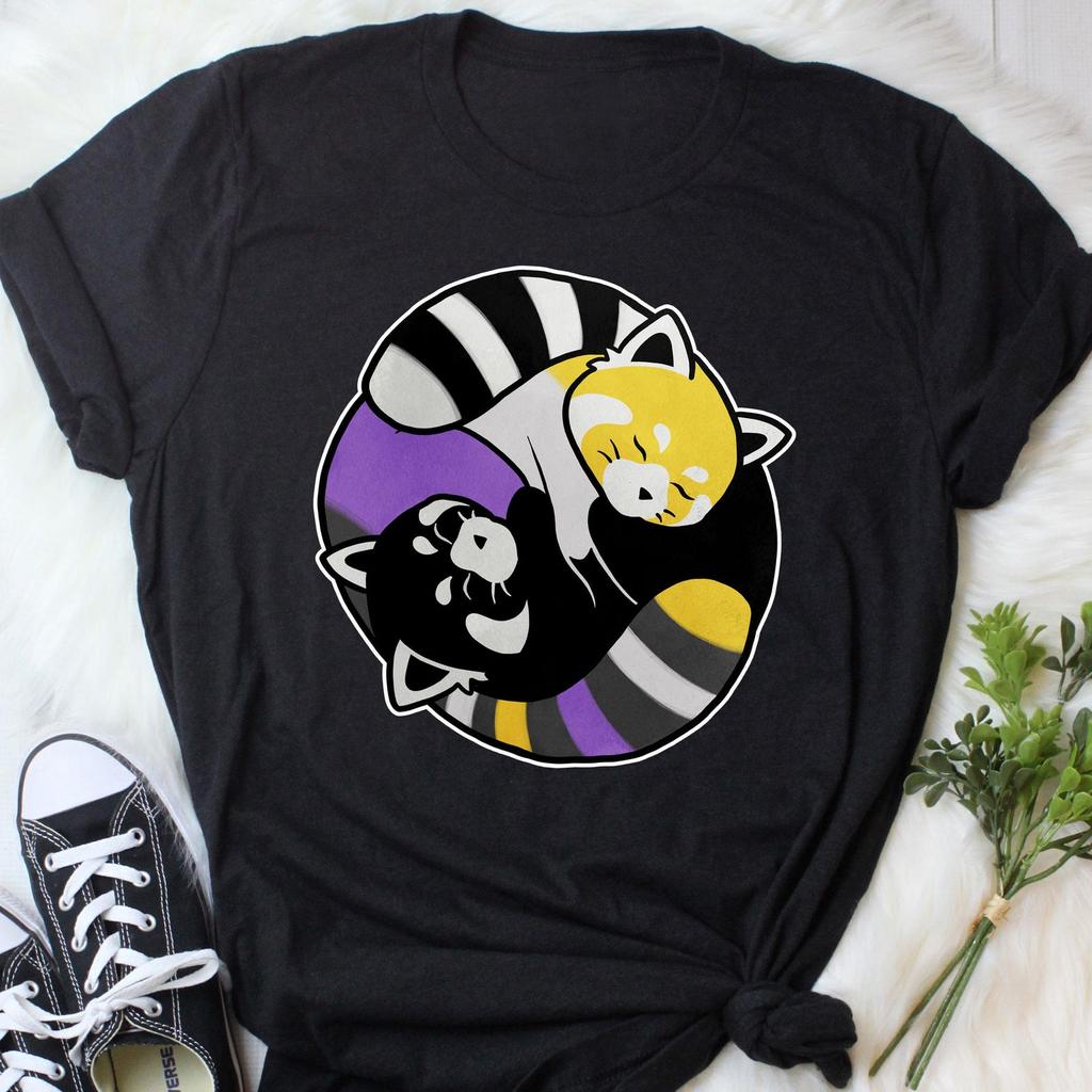 Nonbinary Pride Shirt, Non Binary Pride Gift, LGBT T-shirt, Enby Flag, LGBTQ, Transgender, Pride Festival, Trans, Subtle, Yin Yang Red Panda