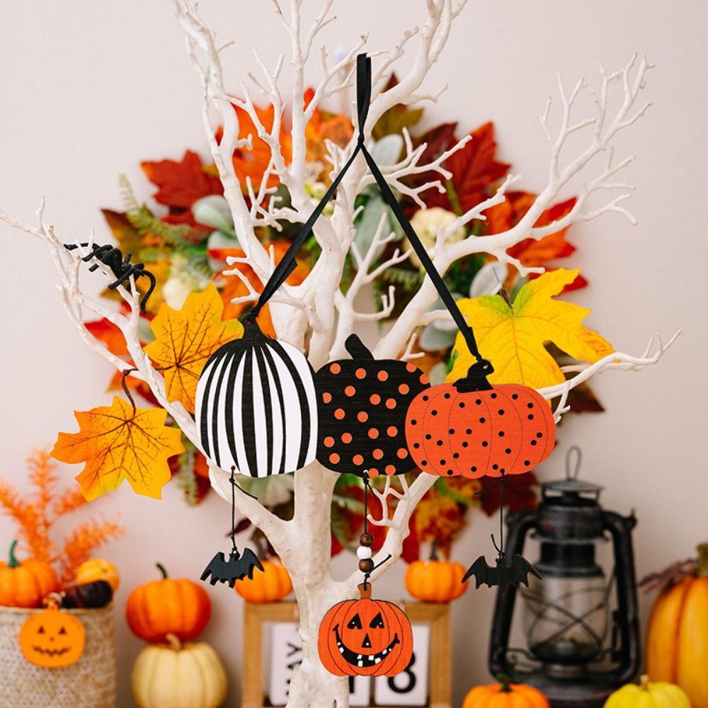 2pcs/set Colorful Pumpkin Hanging Pendant Witch Ghost Pumpkin Ornament  Wall/Door