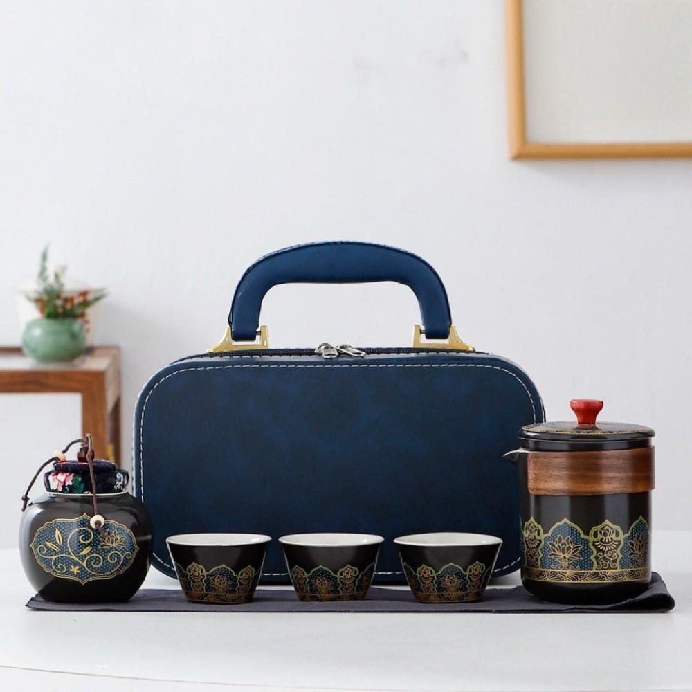 With Proctive Box Travel Tea Set Ceramic Porcelain Teaware Tea Gift Set  Travel Use