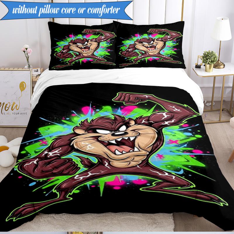 3PCS Tazma-nian Artwork Bedding Set,Including 1pc Duvet Cover And 2pcs Pillowcases Perfect for Bedroom, Dormitory, Fan Christmas gift