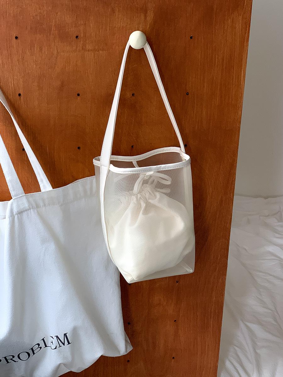 

Новая сумка-ведро женская сетчатая ажурная летняя сумка-цилиндр женская универсальная сумка на плечо женская белый