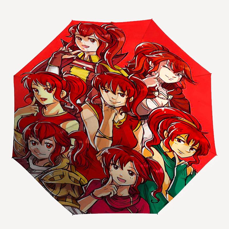 1pc Outdoor Umbrella with Anime Character Print - Automatic Opening/Closing, Portable 3-Fold Design, 8-Rib Iron Frame - Perfect Gift for Fans, Tr
