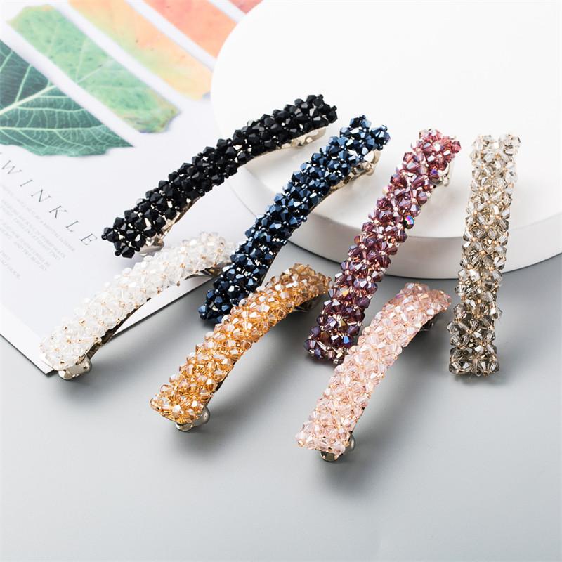 

Заколки с бусинами, пружинный зажим, женские аксессуары для волос, боковая заколка с кристаллами, простое слово