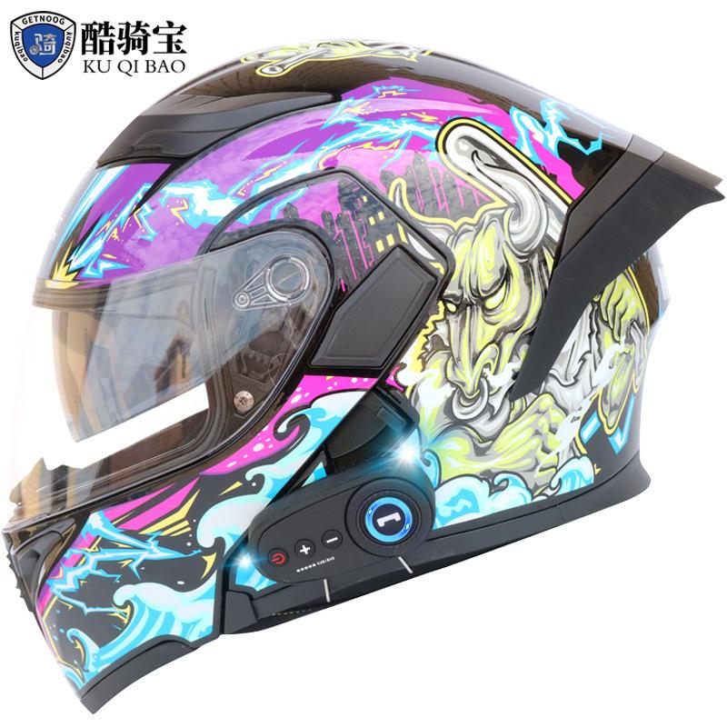 

Kuqibao+електричний мотоциклетний Bluetooth-шолом+фліп-шолом для обличчя+мотоциклетний шолом+FM далекого радіусу дії з хвостовим крилом XL чорний