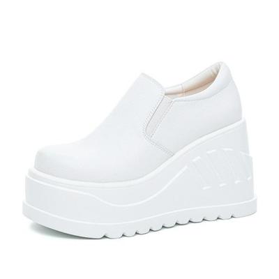 Mode 10CM Hohe Plateau Keilabsatz Sneaker NEU 2025 Echtes Leder Klobige Schuhe für Damen Sommer Atmungsaktiv Weiße Schuhe Laufschuh