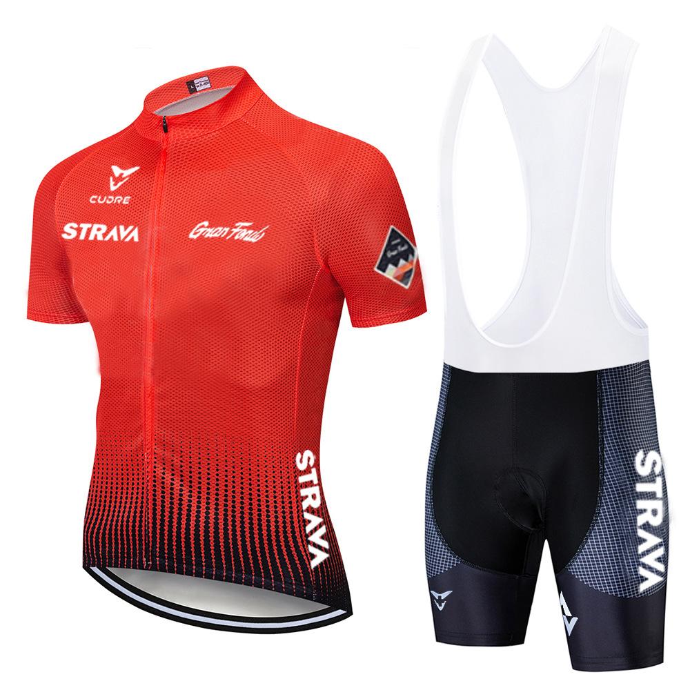 Summer STRAVA Cycling Suit Set for Men Breathable Sweat-wicking Cycling Suit Road Bike Sportswear
