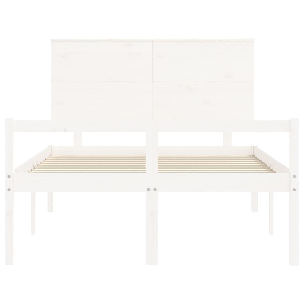 Vidaxl Łóżko Dla Seniora, Z Wezgłowiem, Białe, 120X200 Cm, Lite Drewno