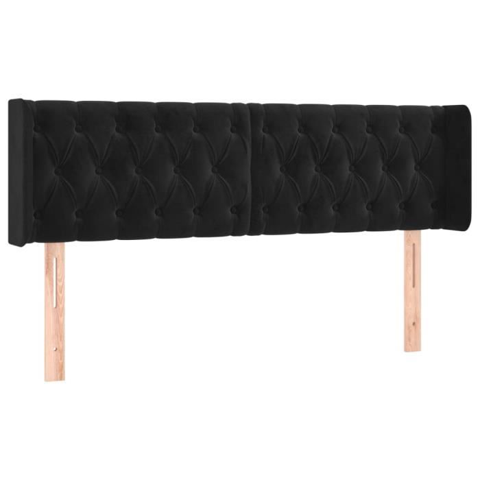 3119154 vidaXL Tête de lit avec oreilles Noir 147x16x78-88 cm Velours