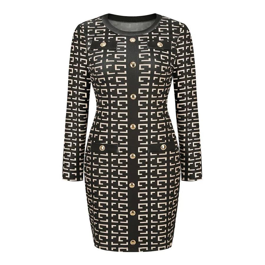Sexy Slim Fit Elegant Button Dress Autumn Winter Import New Dress