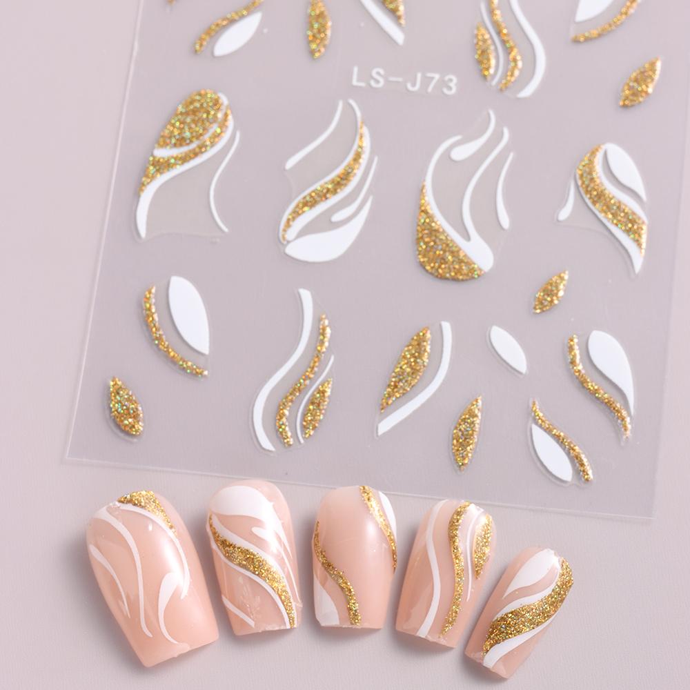 Nagelaufkleber, glitzernde rosa Linie, Feder, Nagelverstärkung, Rückenkleber, Nagelschmuck, Nagel