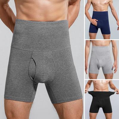 Herren-Unterhose aus Baumwolle, hohe Taille, verlängert, einfarbig, breiter Bund, Taillenschutz, hohe Elastizität, offener Schritt, weich, atmungsaktiv, warm, kalt