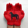 Black Horse Print Gloves Warm Ribbed Knitted Gloves Funny Horse Winter Gloves Gift for Men Women Driving Daily Errands Use